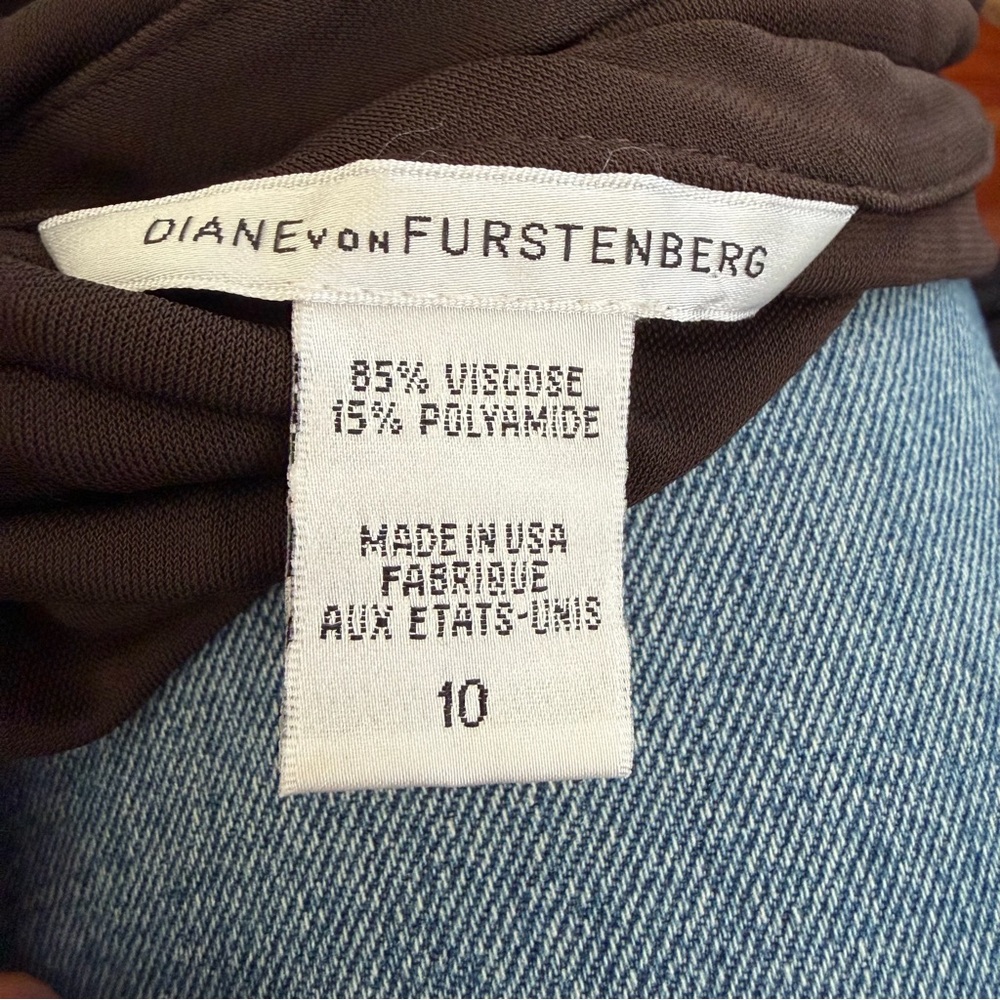 Diane von Furstenberg Sleeveless Brown Knot-Front Women's Dress 10 - Picture 6 of 8